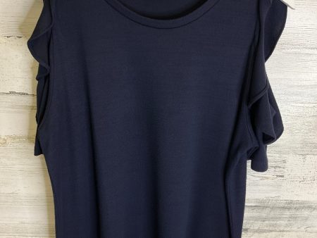 Navy Top Short Sleeve Loft, Size L Hot on Sale