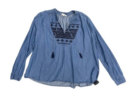 Blue Top Long Sleeve Loft, Size S Online Sale