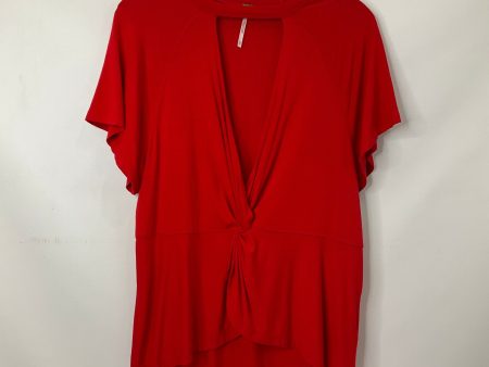 Red Top Short Sleeve Free People, Size M Hot on Sale